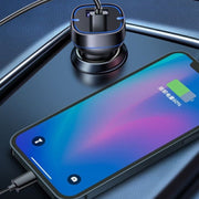 QC USB + USB-C / Type-C Dual Ports Fast Charging Car Charger with Luminous Aperture(Black)