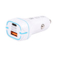 QC USB + USB-C / Type-C Dual Ports Fast Charging Car Charger with Luminous Aperture(White) - Car Charger by PMC TechLife | Online Shopping South Africa | PMC TechLife