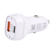 QC USB + USB-C / Type-C Dual Ports Fast Charging Car Charger with Luminous Aperture(White)