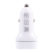 QC USB + USB-C / Type-C Dual Ports Fast Charging Car Charger with Luminous Aperture(White)