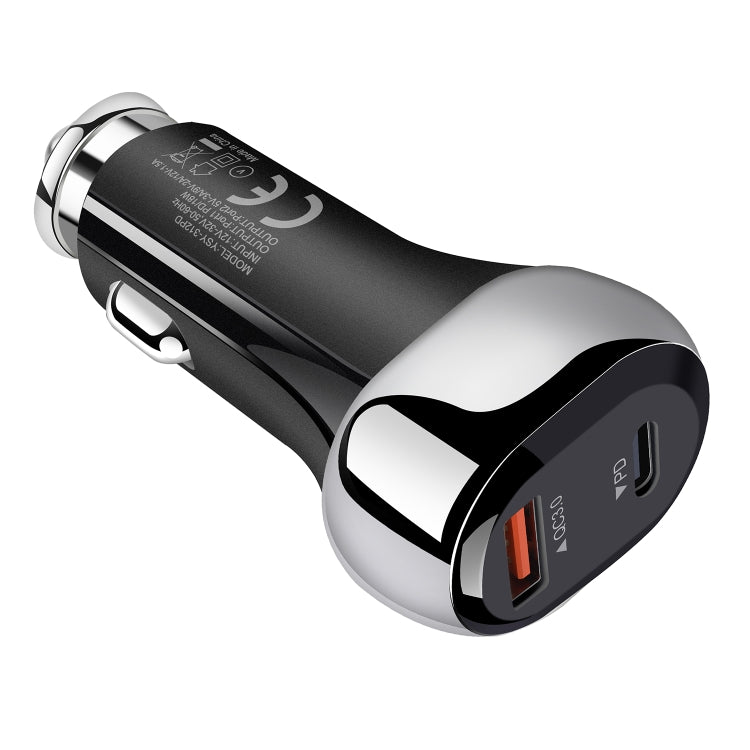 YSY-312PD QC3.0 USB + PD 18W USB-C / Type-C Dual Ports Fast Charging Car Charger(Black)