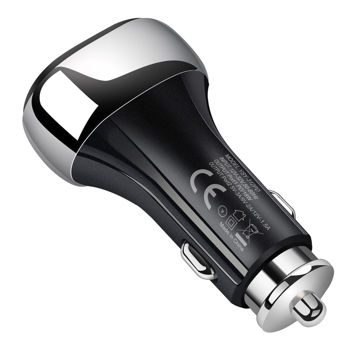 YSY-312PD QC3.0 USB + PD 18W USB-C / Type-C Dual Ports Fast Charging Car Charger(Black)