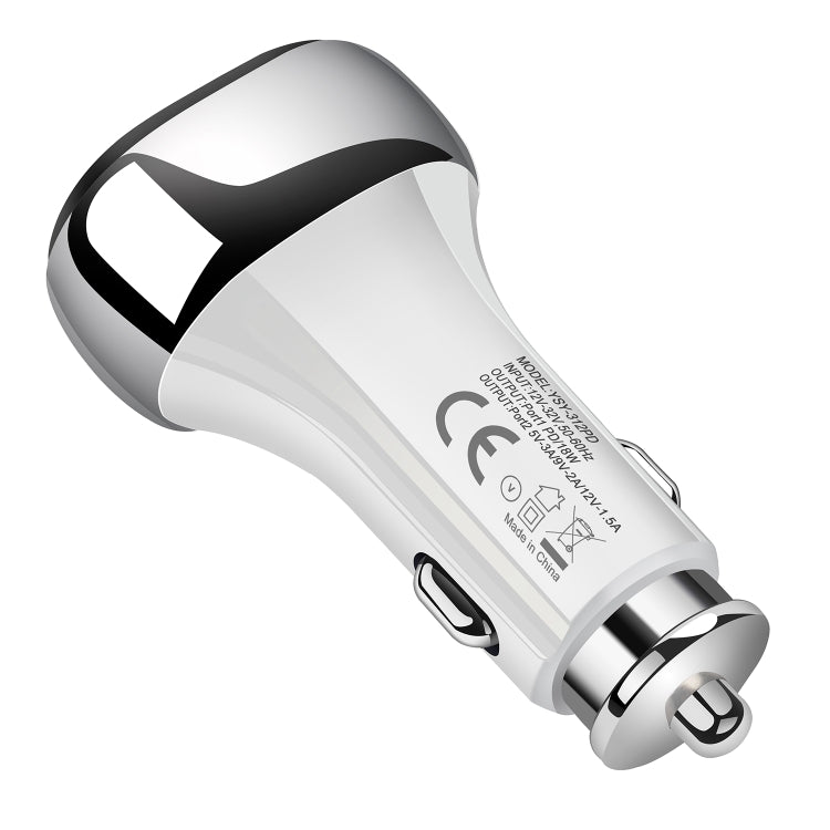 YSY-312PD QC3.0 USB + PD 18W USB-C / Type-C Dual Ports Fast Charging Car Charger(White)