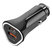 YSY-313PD20W QC3.0 USB + PD 20W USB-C / Type-C Triangle Dual Ports Fast Charging Car Charger(Black)