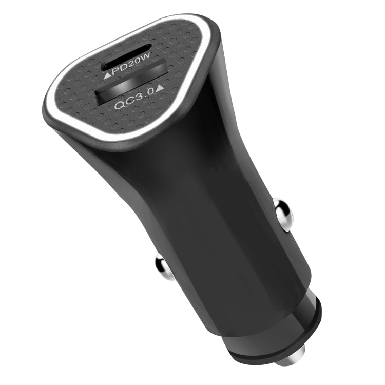 YSY-313PD20W QC3.0 USB + PD 20W USB-C / Type-C Triangle Dual Ports Fast Charging Car Charger(Black) - Car Charger by PMC TechLife | Online Shopping South Africa | PMC TechLife