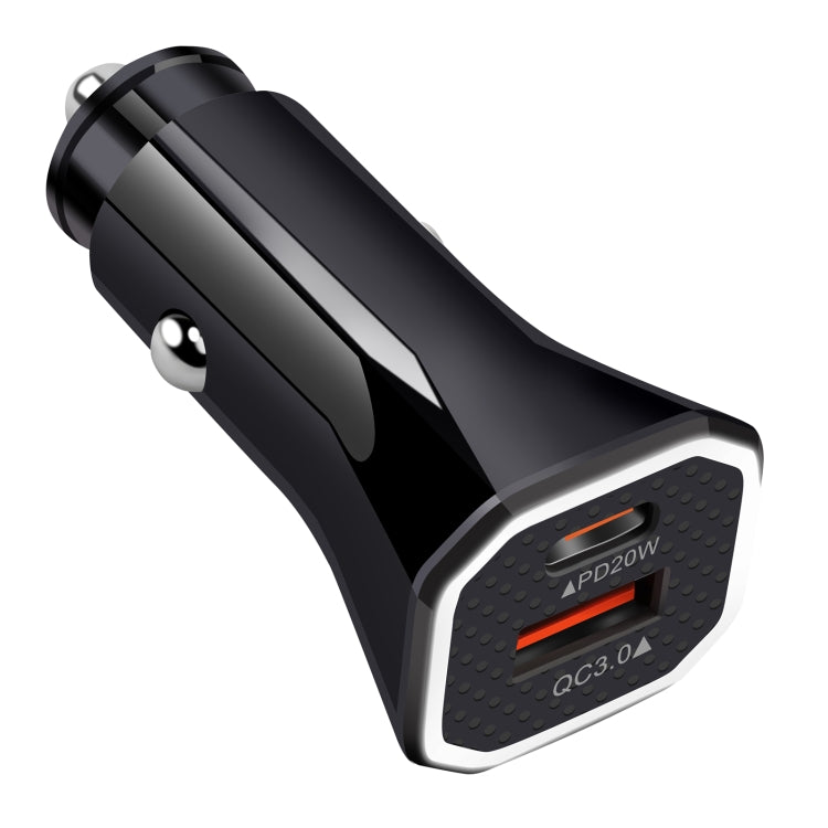 YSY-316PD20W QC3.0 USB + PD 20W USB-C / Type-C Polygon Dual Ports Fast Charging Car Charger(Black) - Car Charger by PMC TechLife | Online Shopping South Africa | PMC TechLife