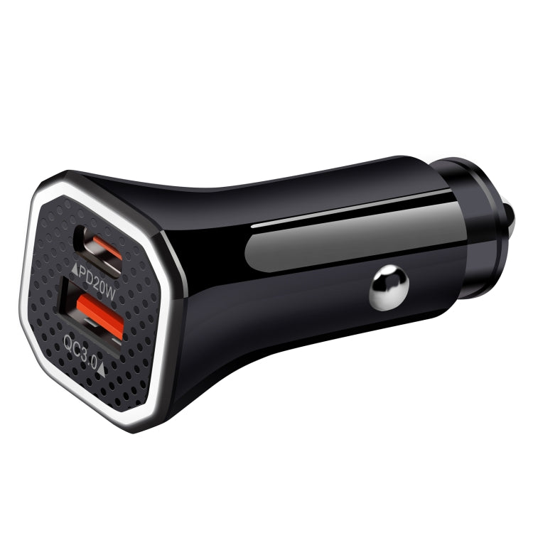 YSY-316PD20W QC3.0 USB + PD 20W USB-C / Type-C Polygon Dual Ports Fast Charging Car Charger(Black) - Car Charger by PMC TechLife | Online Shopping South Africa | PMC TechLife