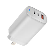 XY 65W USB + Dual USB-C / Type-C Gallium Nitride Travel Charger Set with LED Indicator & Detachable Plug, US Plug(White)
