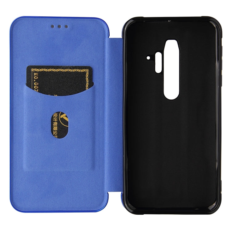 For Blackview BV6300 Pro Carbon Fiber Texture Horizontal Flip TPU + PC + PU Leather Case with Card Slot(Blue)