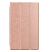 For Samsung Galaxy Tab A7 Lite T225 Custer Pattern Pure Color Horizontal Flip Leather Case with Three-folding Holder(Rose Gold)