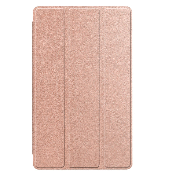 For Samsung Galaxy Tab A7 Lite T225 Custer Pattern Pure Color Horizontal Flip Leather Case with Three-folding Holder(Rose Gold)