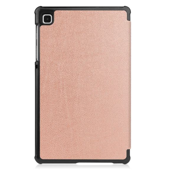 For Samsung Galaxy Tab A7 Lite T225 Custer Pattern Pure Color Horizontal Flip Leather Case with Three-folding Holder(Rose Gold)