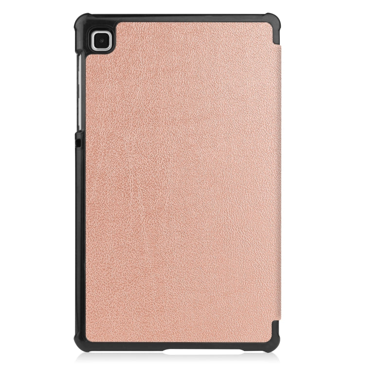 For Samsung Galaxy Tab A7 Lite T225 Custer Pattern Pure Color Horizontal Flip Leather Case with Three-folding Holder(Rose Gold)