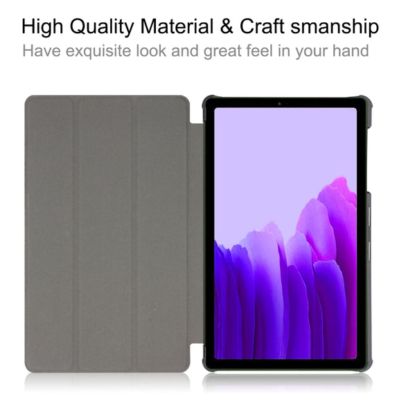 For Samsung Galaxy Tab A7 Lite T225 Custer Pattern Pure Color Horizontal Flip Leather Case with Three-folding Holder(Rose Gold)