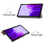 For Samsung Galaxy Tab A7 Lite T225 Custer Pattern Pure Color Horizontal Flip Leather Case with Three-folding Holder(Rose Gold)