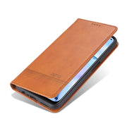 For OPPO A74 (5G) AZNS Magnetic Calf Texture Horizontal Flip Leather Case with Card Slots & Holder & Wallet(Light Brown)