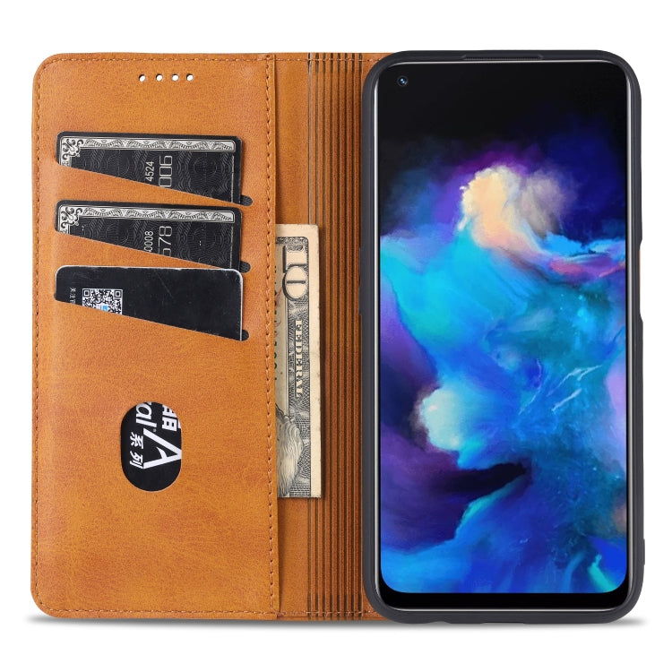 For OPPO A74 (5G) AZNS Magnetic Calf Texture Horizontal Flip Leather Case with Card Slots & Holder & Wallet(Light Brown) - OPPO Cases by AZNS | Online Shopping South Africa | PMC TechLife | Buy Now Pay Later Mobicred