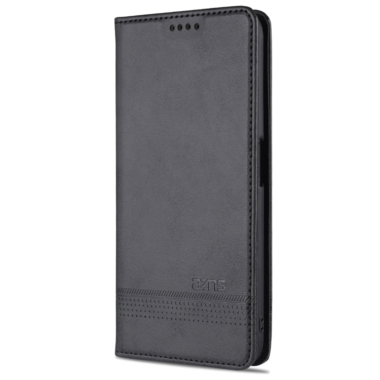 For OPPO A74 (5G) AZNS Magnetic Calf Texture Horizontal Flip Leather Case with Card Slots & Holder & Wallet(Black)
