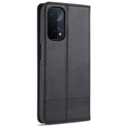 For OPPO A74 (5G) AZNS Magnetic Calf Texture Horizontal Flip Leather Case with Card Slots & Holder & Wallet(Black)