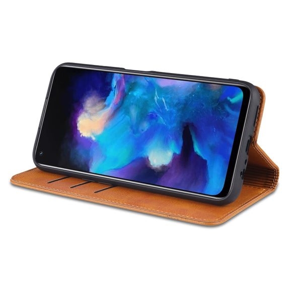 For OPPO A74 (5G) AZNS Magnetic Calf Texture Horizontal Flip Leather Case with Card Slots & Holder & Wallet(Black)