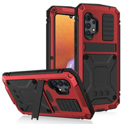 For Samsung Galaxy A32 4G R-JUST Water-resistant Shockproof Dustproof Metal + Silicone Protective Case with Holder(Red)