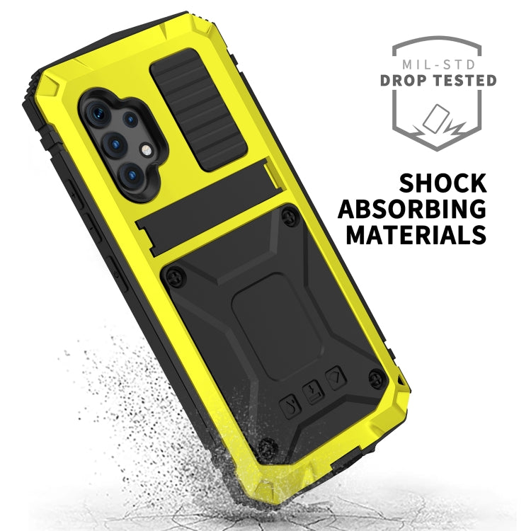 For Samsung Galaxy A32 4G R-JUST Water-resistant Shockproof Dustproof Metal + Silicone Protective Case with Holder(Yellow)