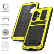 For Samsung Galaxy A32 4G R-JUST Water-resistant Shockproof Dustproof Metal + Silicone Protective Case with Holder(Yellow)