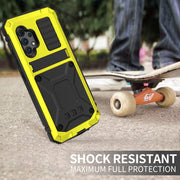 For Samsung Galaxy A32 4G R-JUST Water-resistant Shockproof Dustproof Metal + Silicone Protective Case with Holder(Yellow)