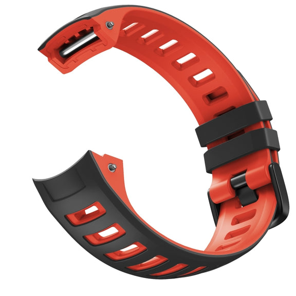 Compatible with Garmin Instinct / Instinct Esports Two-color Silicone Watch Band(Black+Red)