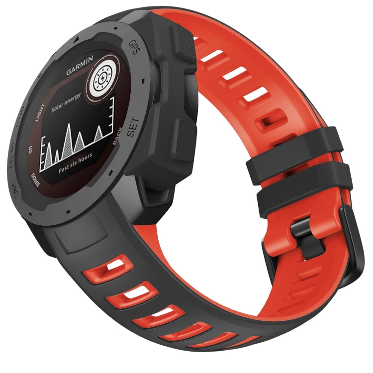 Compatible with Garmin Instinct / Instinct Esports Two-color Silicone Watch Band(Black+Red)