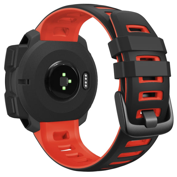 Compatible with Garmin Instinct / Instinct Esports Two-color Silicone Watch Band(Black+Red)