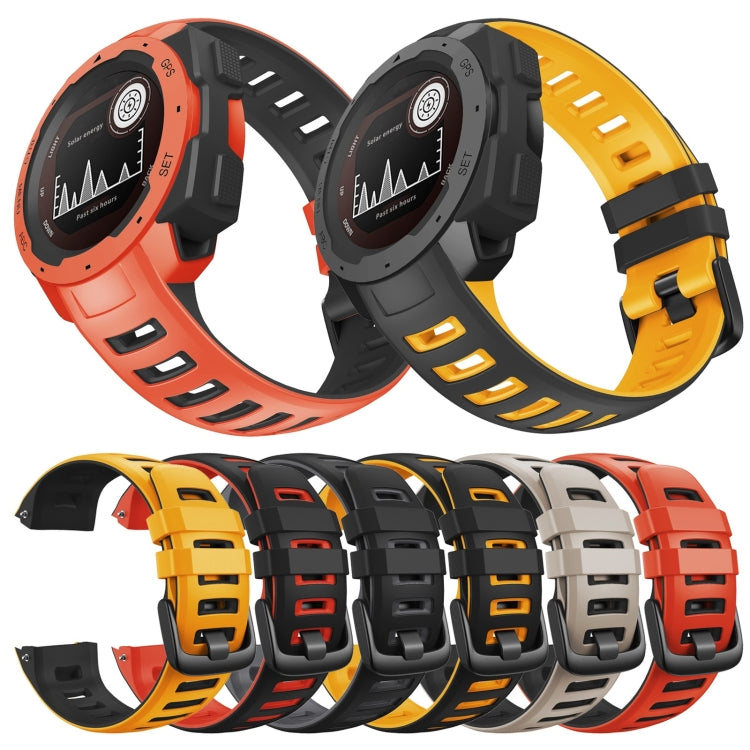 Compatible with Garmin Instinct / Instinct Esports Two-color Silicone Watch Band(Black+Red)