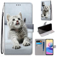 For Xiaomi Redmi Note 10 5G Coloured Drawing Cross Texture Horizontal Flip PU Leather Case with Holder & Card Slots & Wallet & Lanyard(Small Gray Cat) - free shipping - PMC TechLife - Order now!