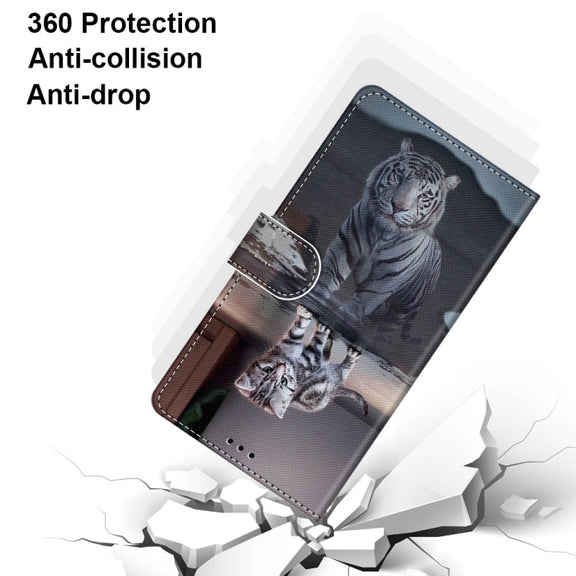 For Xiaomi Redmi Note 10 5G Coloured Drawing Cross Texture Horizontal Flip PU Leather Case with Holder & Card Slots & Wallet & Lanyard(Cat Becomes Tiger)