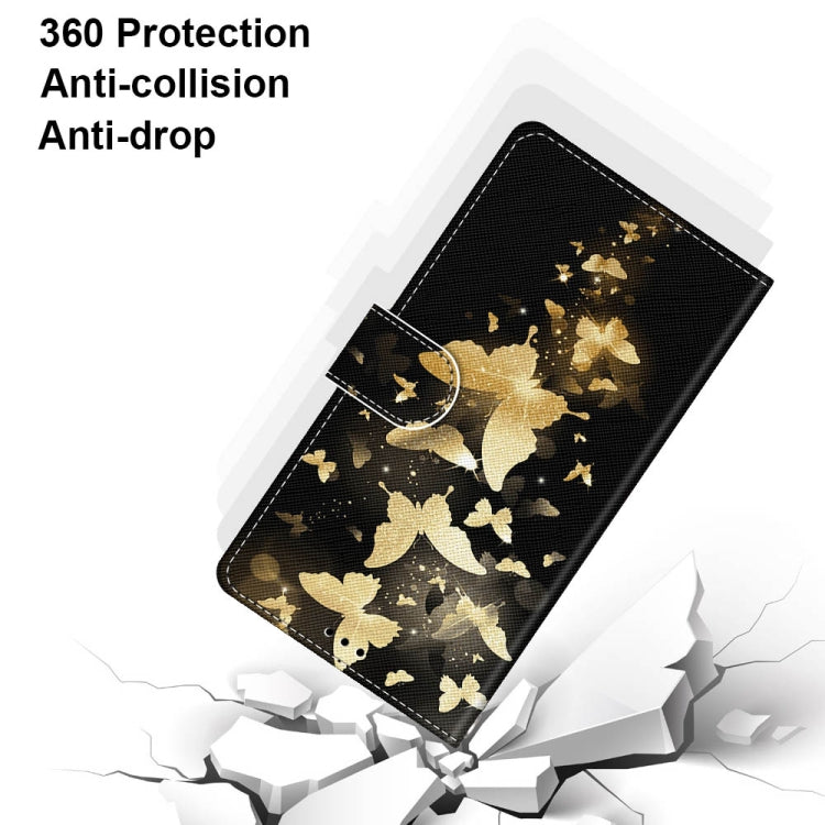 For Xiaomi Redmi Note 10 5G Coloured Drawing Cross Texture Horizontal Flip PU Leather Case with Holder & Card Slots & Wallet & Lanyard(Golden Butterfly Group)
