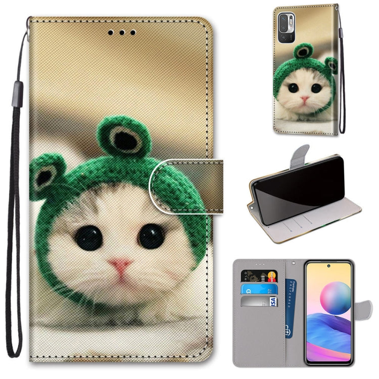 For Xiaomi Redmi Note 10 5G Coloured Drawing Cross Texture Horizontal Flip PU Leather Case with Holder & Card Slots & Wallet & Lanyard(Frog Kitten) - free shipping - PMC TechLife - Order now!