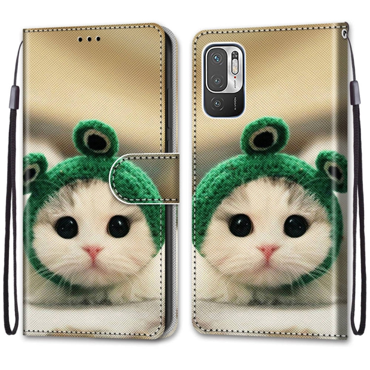 For Xiaomi Redmi Note 10 5G Coloured Drawing Cross Texture Horizontal Flip PU Leather Case with Holder & Card Slots & Wallet & Lanyard(Frog Kitten) - free shipping - PMC TechLife - Order now!