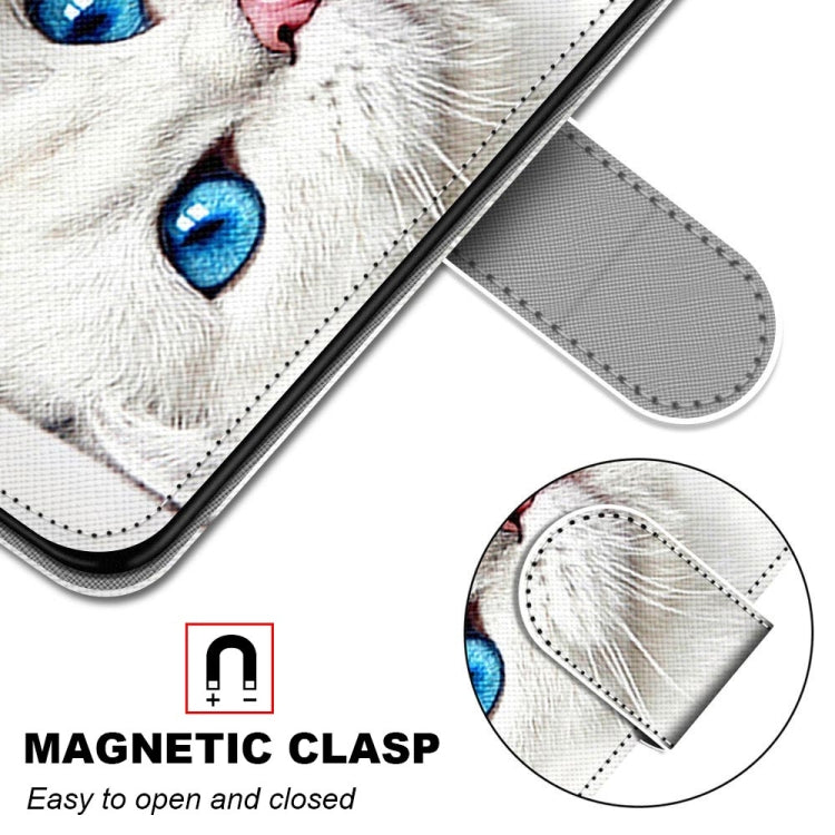 For Xiaomi Redmi Note 10 5G Coloured Drawing Cross Texture Horizontal Flip PU Leather Case with Holder & Card Slots & Wallet & Lanyard(White Kitten) - free shipping - PMC TechLife - Order now!