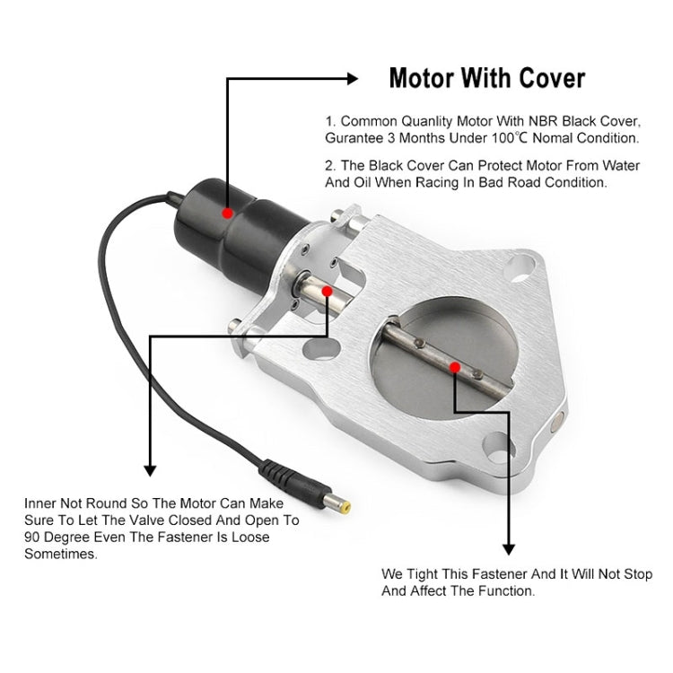 Universal Car Stainless Steel Racing Electric Exhaust Cutout Valves Control Motor, Size:2 inch
