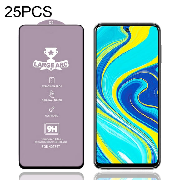 For Xiaomi Redmi Note 9S / Note 10 Lite 25 PCS 9H HD Large Arc High Alumina Full Screen Tempered Glass Film