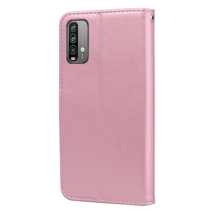 For Xiaomi Poco M3 Rose Embossed Horizontal Flip PU Leather Case with Holder & Card Slots & Wallet(Rose Gold)