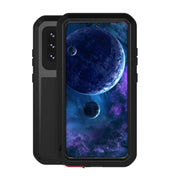 For Samsung Galaxy A52 5G / 4G LOVE MEI Metal Shockproof Water-resistant Dustproof Protective Case with Glass(Black)
