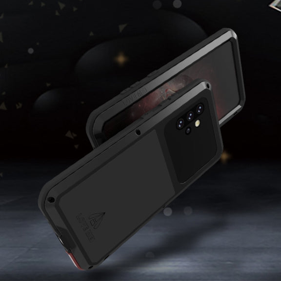 For Samsung Galaxy A72 5G / 4G LOVE MEI Metal Shockproof Water-resistant Dustproof Protective Case with Glass(Silver)
