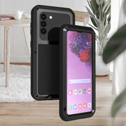 For Samsung Galaxy S21 5G LOVE MEI Metal Shockproof Water-resistant Dustproof Protective Case with Glass(Black)