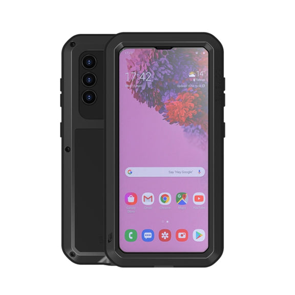 For Samsung Galaxy S21 5G LOVE MEI Metal Shockproof Water-resistant Dustproof Protective Case with Glass(Black)