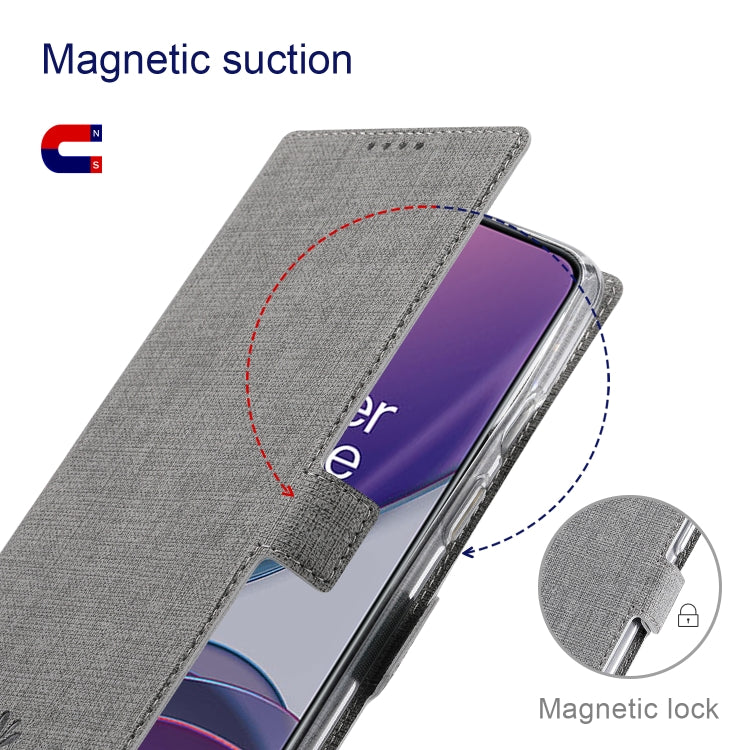 For OnePlus 9 Pro ViLi K Series Shockproof TPU + PU Leather Magnetic Buckle Horizontal Flip Case with Card Slots & Wallet & Holder(Grey)