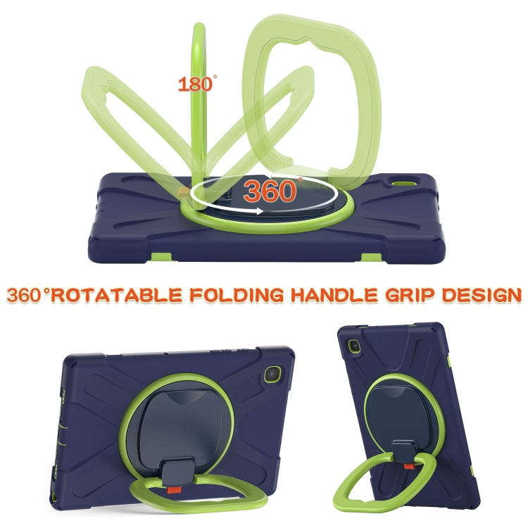 For iPad 9.7 inch (2018/2017) Silicone + PC Protective Case with Holder & Shoulder Strap(Navy Blue + Yellow Green) - free shipping - PMC TechLife - Order now!