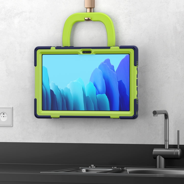 For iPad 9.7 inch (2018/2017) Silicone + PC Protective Case with Holder & Shoulder Strap(Navy Blue + Yellow Green) - free shipping - PMC TechLife - Order now!