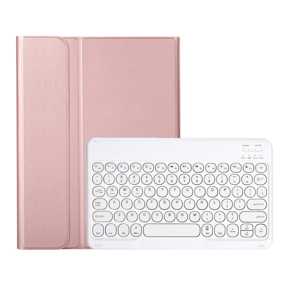 YA610B Detachable Lambskin Texture Round Keycap Bluetooth Keyboard Leather Tablet Case with Pen Slot & Stand For Samsung Galaxy Tab S6 Lite 10.4 P610 & P615 (2020)(Rose Gold)