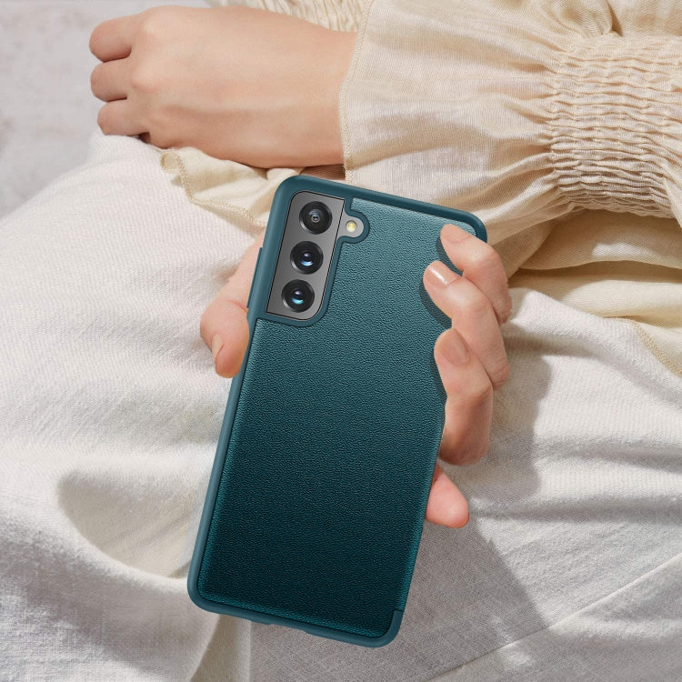 For Samsung Galaxy S21 FE Shockproof Horizontal Flip Plain Leather Phone Case(Green) - free shipping - PMC TechLife - Order now!